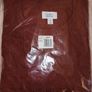 Croft & Barrow cabled crew neck sweater color wine 2x